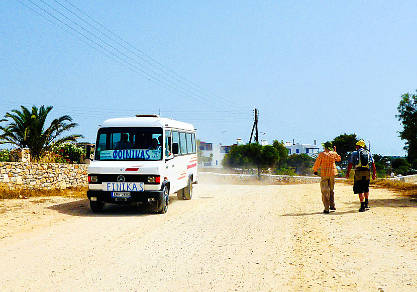 Take a bus to the beaches at Koufonissi. There is a free bus to Finikas beach.