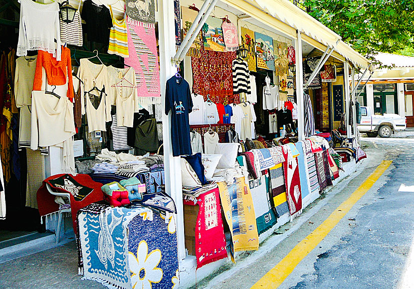 One of many handicrafts shops in Karia in Lefkada.