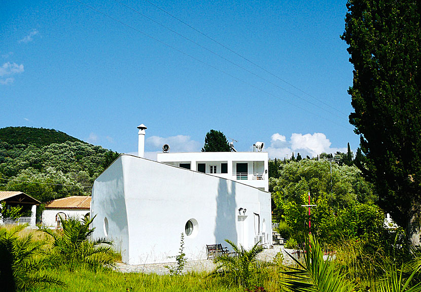 The strange boat house on the Yeni peninsula in Lefkada.