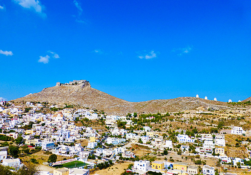 Platanos and Castle of Panteli on Leros in Greece.