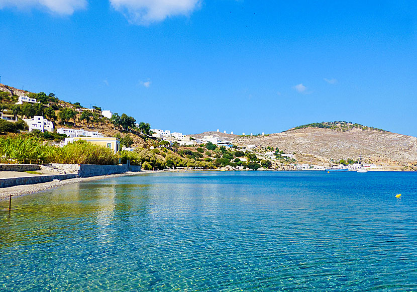 The best beaches on Leros. Vromolithos beach.