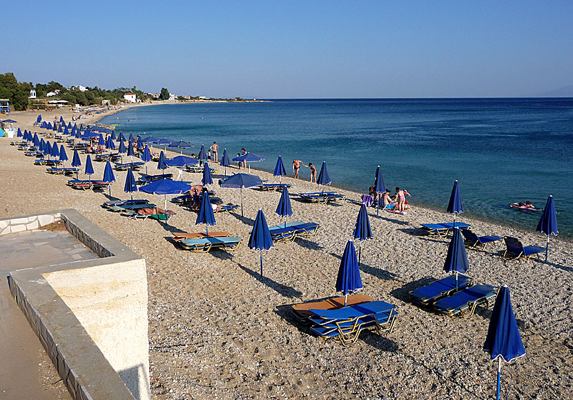 The nice beach of Agios Isidoros on the island of Lesvos in Greece.