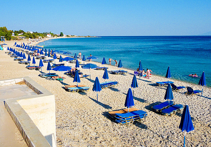 The nice beach of Agios Isidoros on the island of Lesvos in Greece.