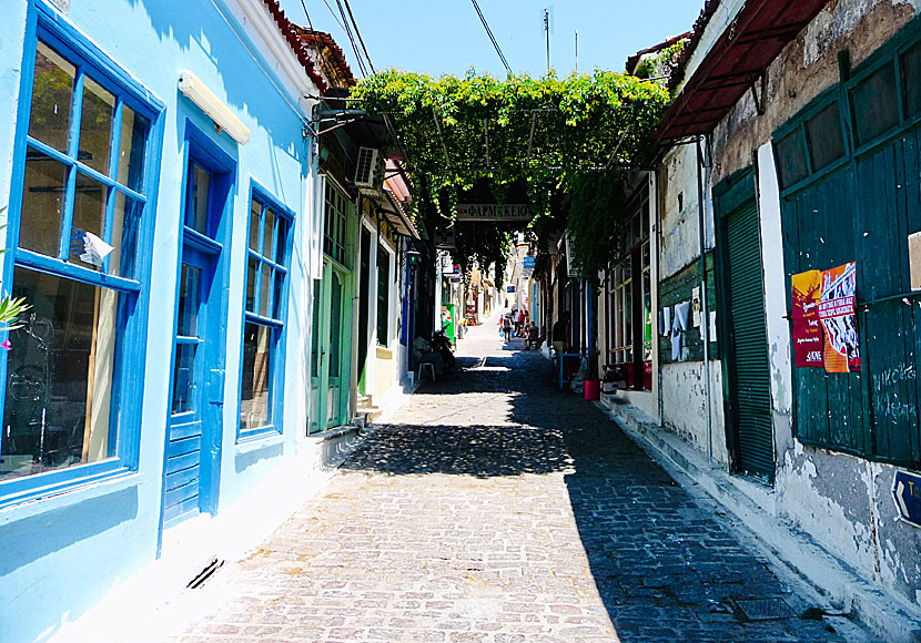 In the alleys of Agiassos in Lesvos there are small shops that sell locally produced products.