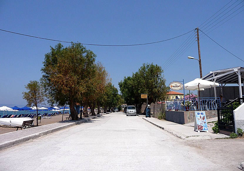 Restaurants at the beach promenade in Anaxos in Lesvos.