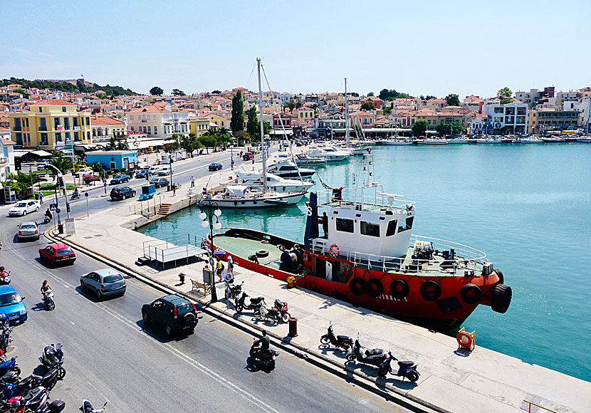 The large horseshoe shaped port  in Mytilini, Lesvos.