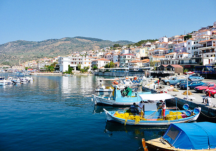 The port of Plomari on Lesvos in Greece.