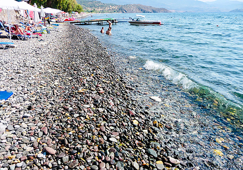 The beach in Molyvos is rocky and swimming shoes are a must.