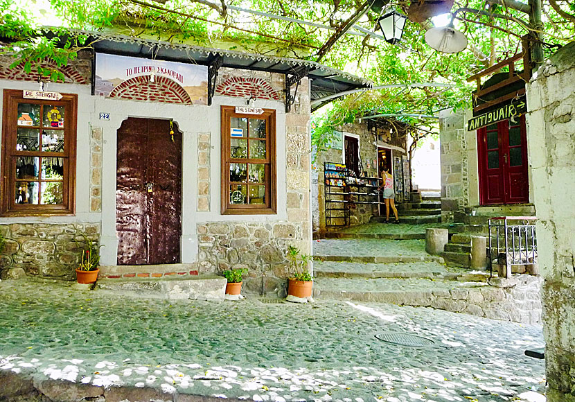 Shops in Molyvos in Lesvos.