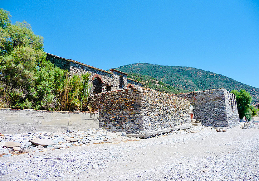 An abandoned olive oil factory on the island of Lesbos in Greece.