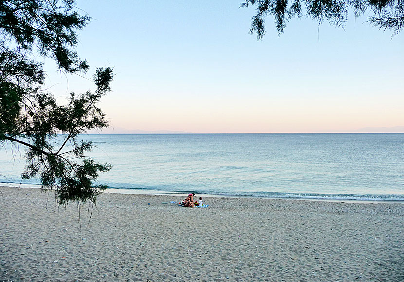 Plomari beach on Lesvos in Greece.