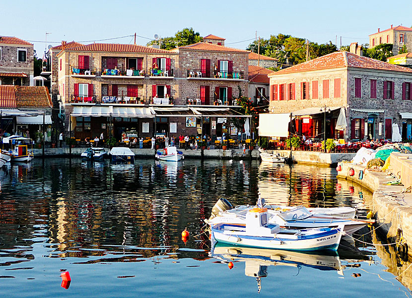 Sea Horse Hotel in Molyvos port in Lesvos, Greece.