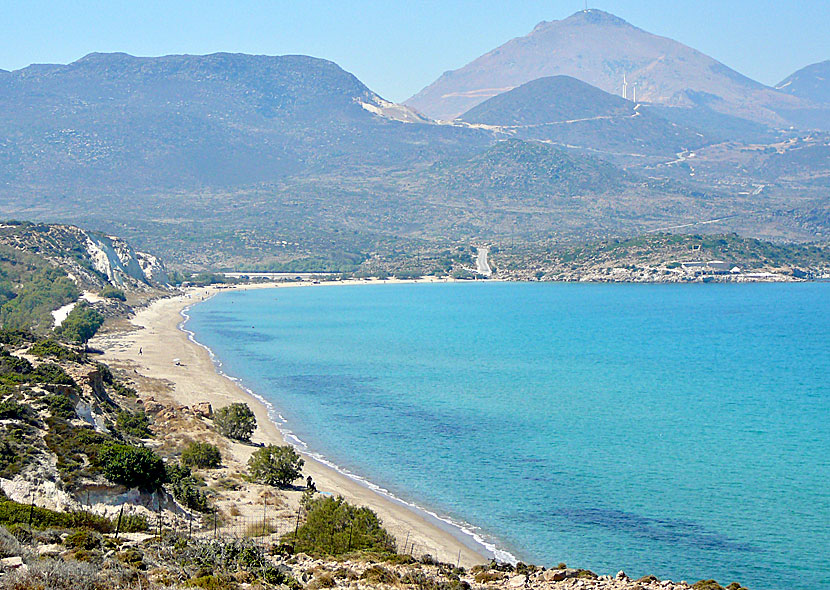 West of Milos airport is the long sandy beach of Achivadolimni.