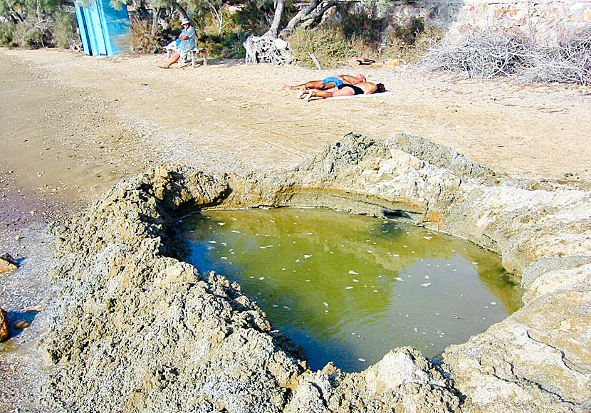 Hot springs in Thermal Springs of Alykes near the airport in Milos.