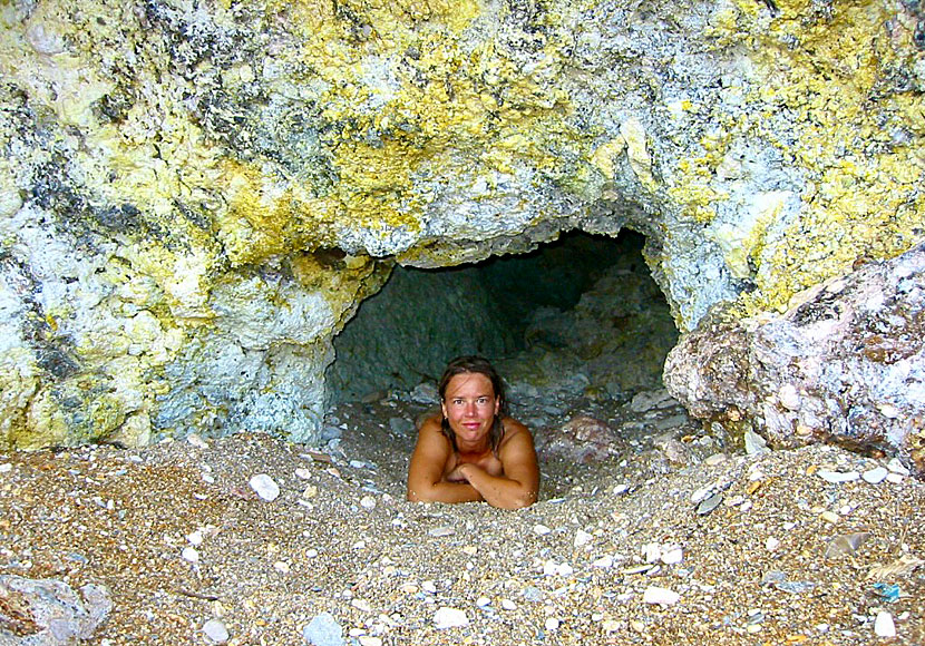 The natural sauna at Paleochori beach on Milos.