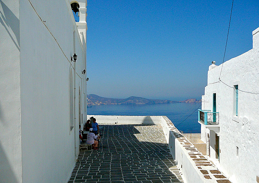 The best view of the sunset is from Panagia Korfiotissa church in Plaka on Milos.