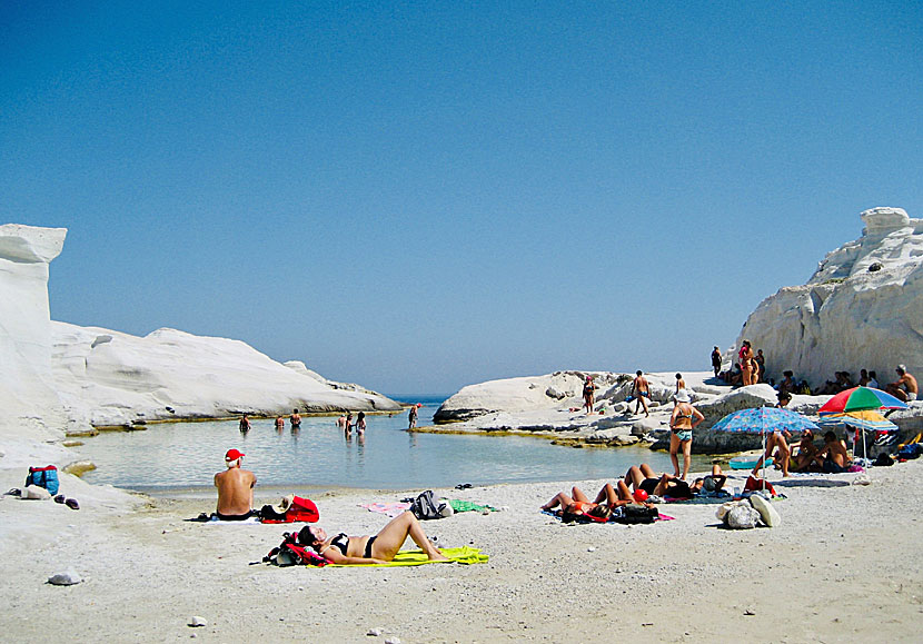 The small beach of Sarakiniko on Milos in the Cyclades.