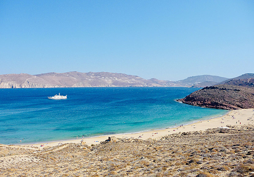 The best beaches on Mykonos. Agios Sostis beach.