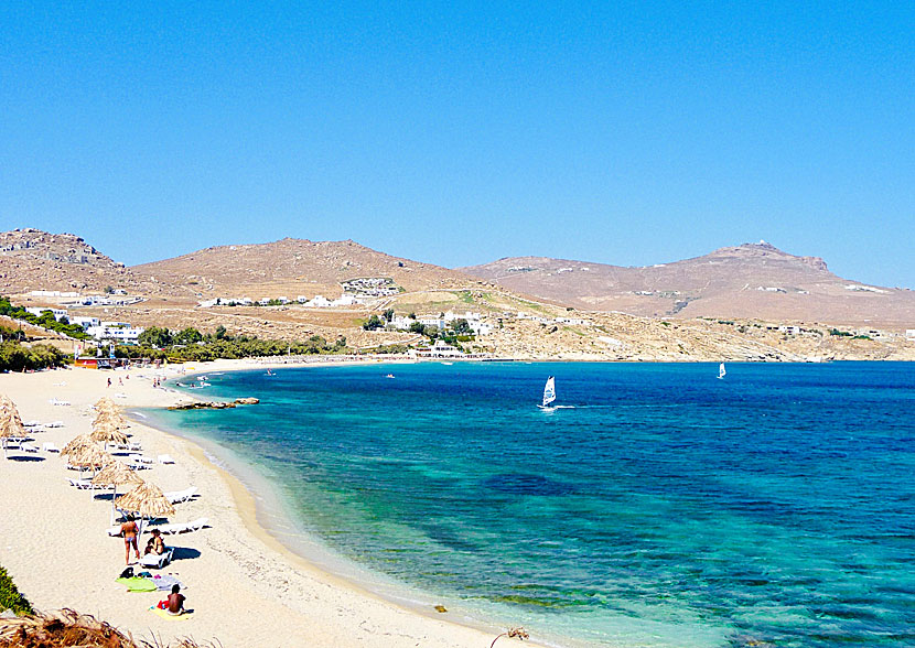 The best beaches on Mykonos. Kalafatis beach.