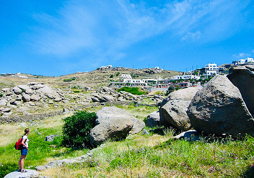 The landscape surrounding the church of Agios Georgios Spiliotis in Mykonos.