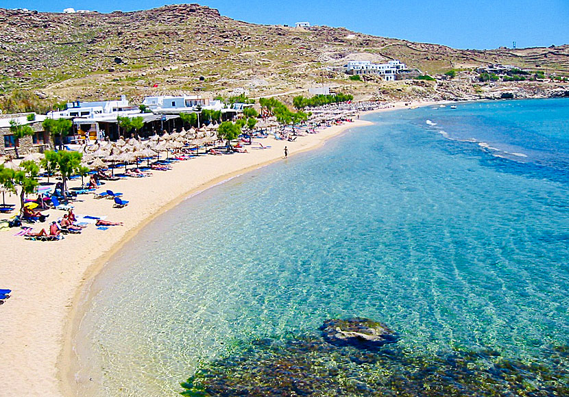 The best beaches on Mykonos. Paradise beach.