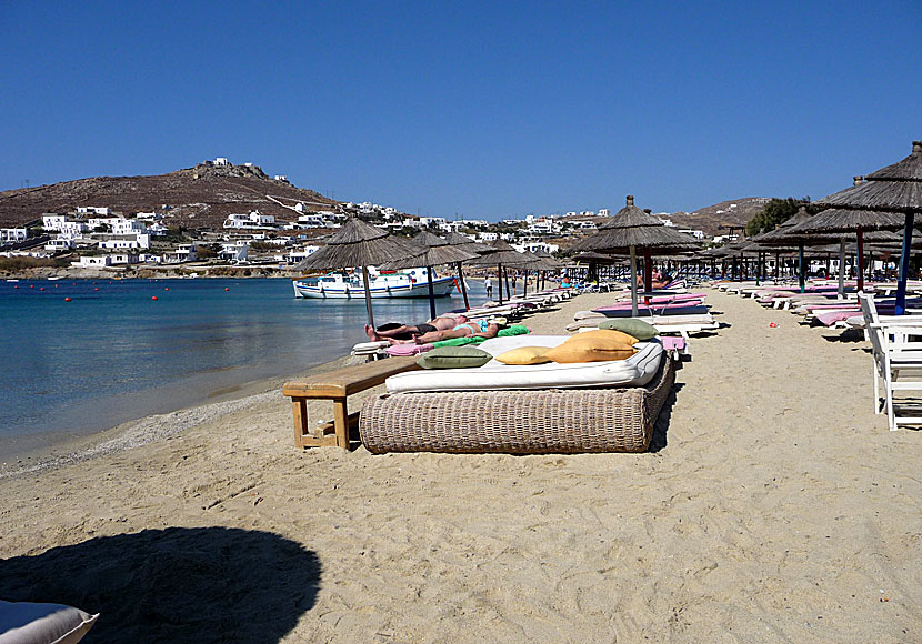 Ornos is the beach closest to Mykonos Town.
