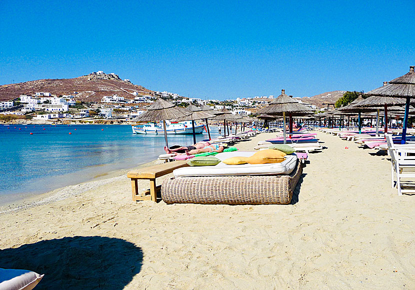 The best beaches on Mykonos. Ornos beach.