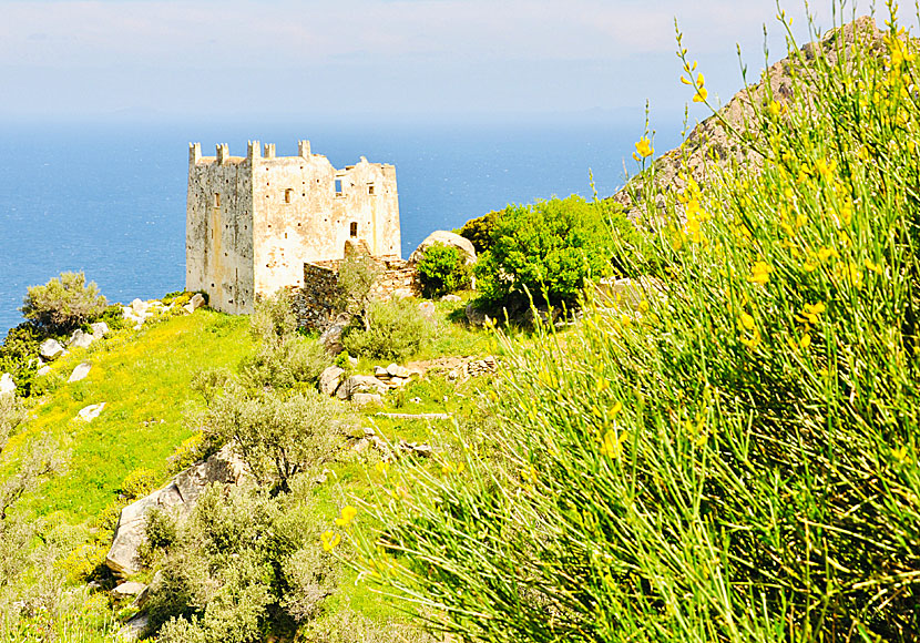 The old defense tower Agia Tower is located near Apollonas.