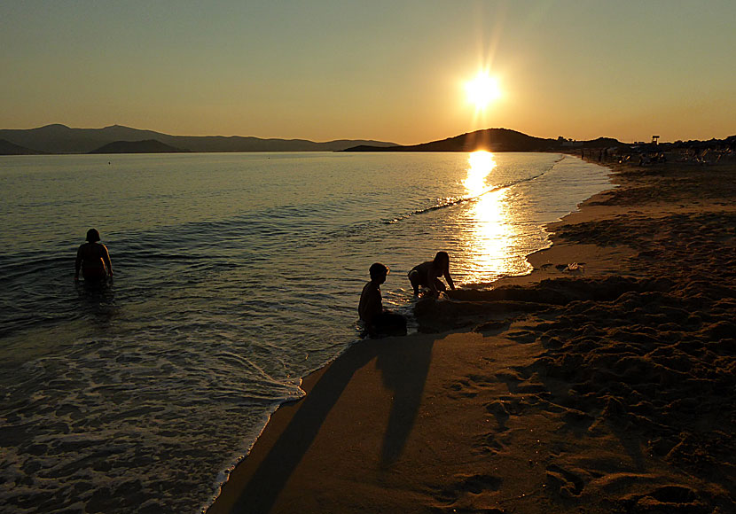 Sunset in Agios Prokopios beach in Naxos.