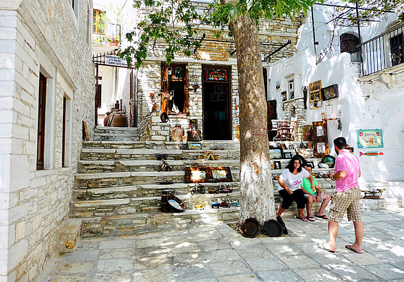 Apiranthos on Naxos in the Cyclades is known for its fine arts and crafts and embroidery.