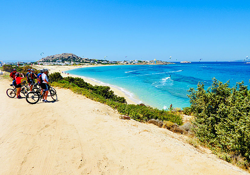 Cycle to the sandy beaches of western Naxos in Greece.