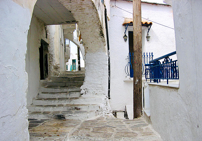 One of many old alleys in the mountain village of Koronos on Naxos in Greece.