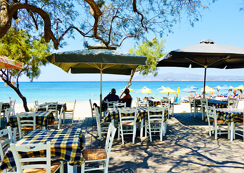 Good restaurants and tavernas at Maragas beach on Naxos in Greece.