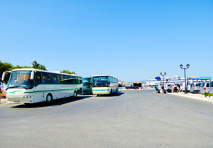 Bus stop in Naxos Town.