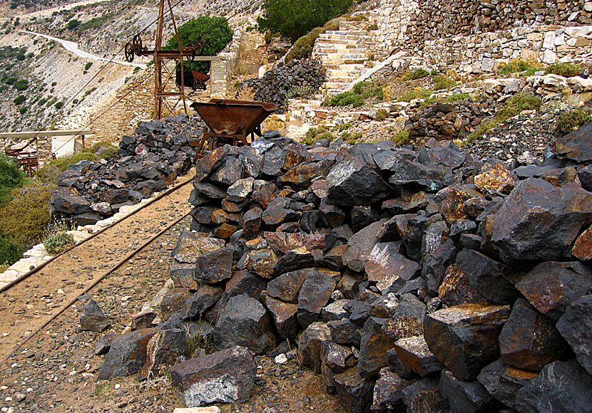 The mines in Moutsouna on Naxos where emery was mined which was used to make sandpaper.