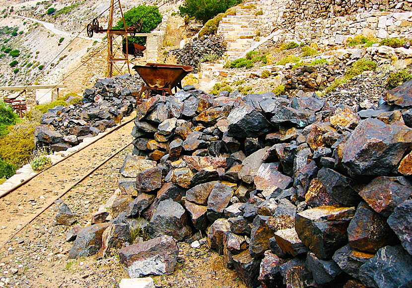 The mines in Moutsouna on Naxos where emery was mined which was used to make sandpaper.