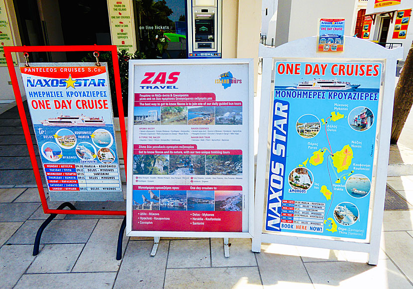 There are many pleasant excursions by bus and boat in Naxos.