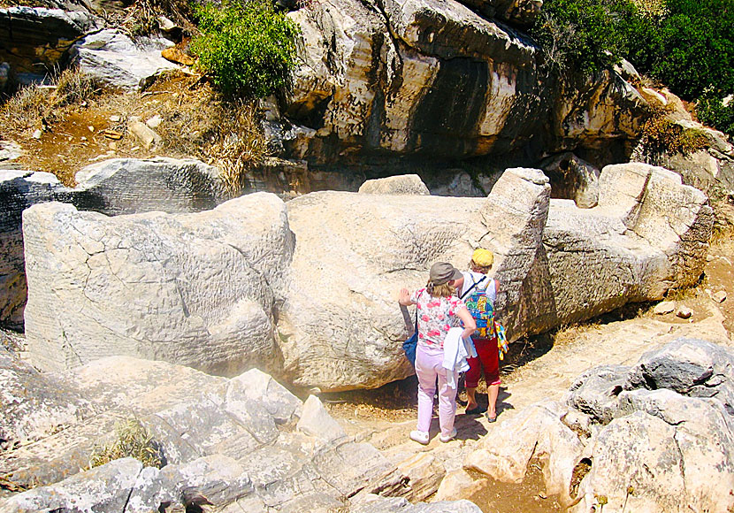 The Kouros in Apollonas  is 10.60 metres long and 1.70 metres wide around the stomach. 