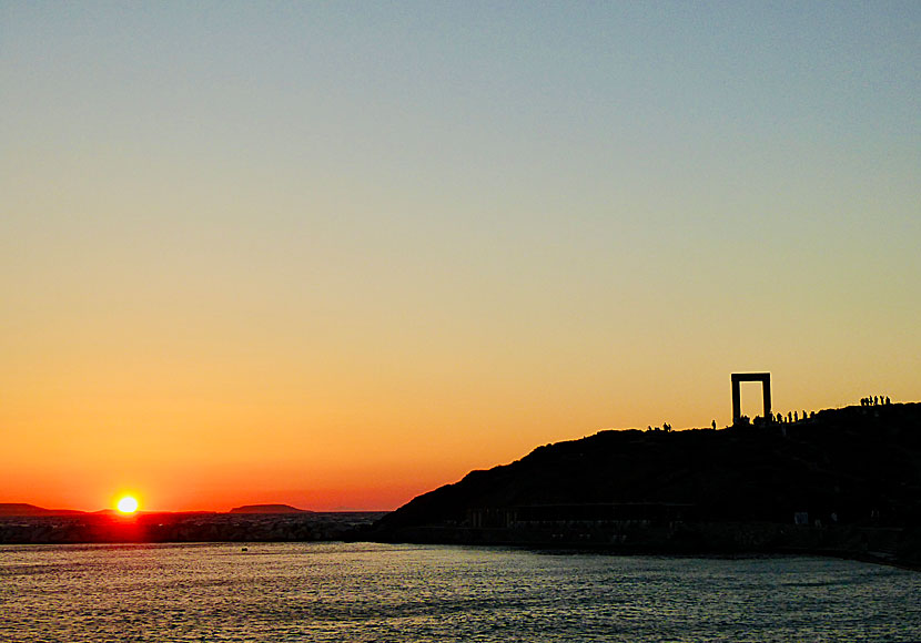 The spectacular sunset at Portar in Naxos Town.