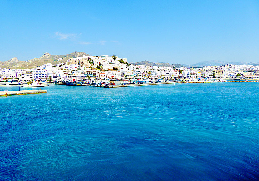 Naxos Town. The port is on the left and Kastro is in the middle of the picture.