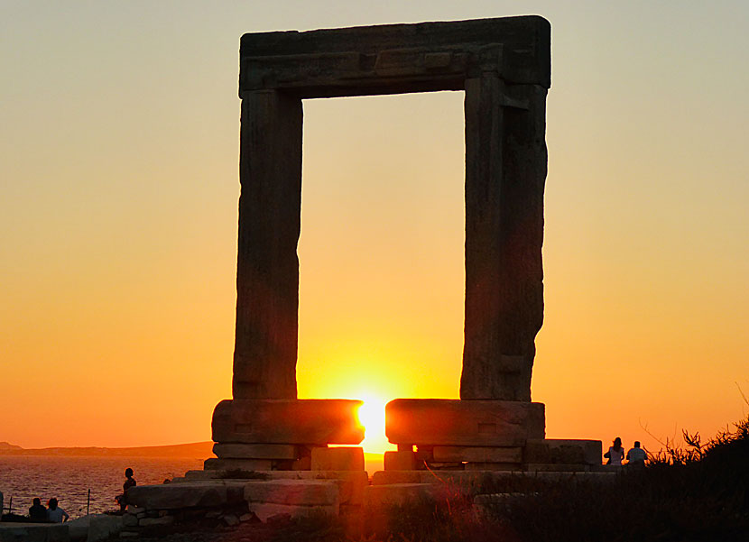 Sunset at Portara in Naxos town.