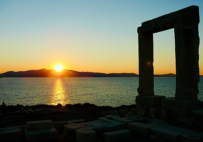 Sunset from Portara in Naxos town.