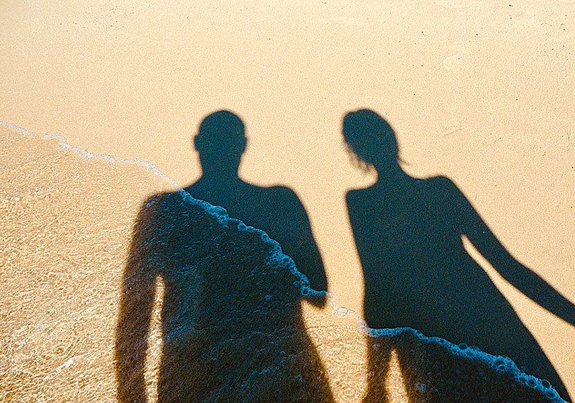 Nude bathing on Naxos in Greece.