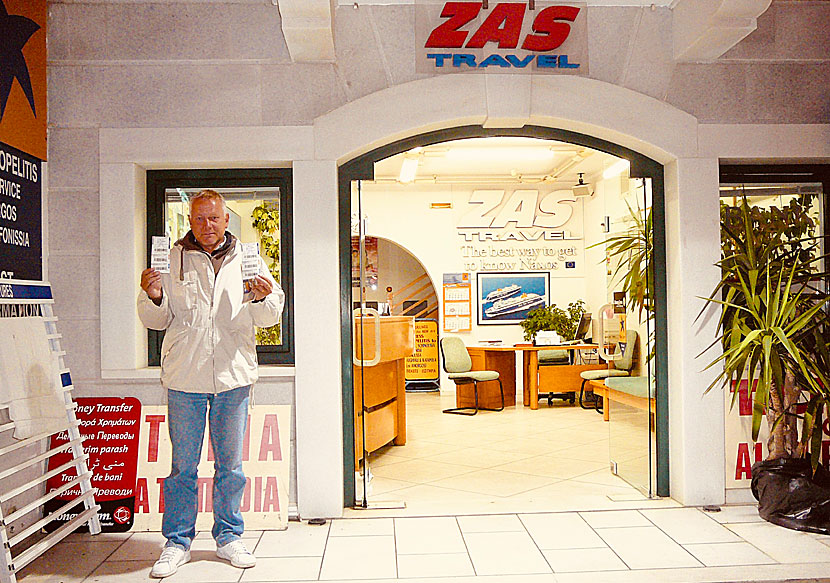 The travel agency Zas Travel in Naxos Town sells boat tickets and organizes excursions on Naxos and the nearby islands.