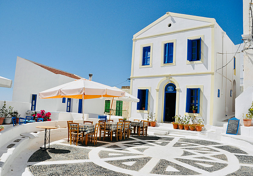 Squares and taverns in Nikia on Nisyros in Greece.