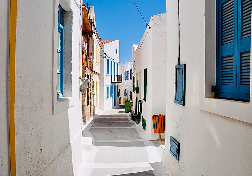 The beautiful houses and the narrow alleys of Nikia on Nisyros in Greece.