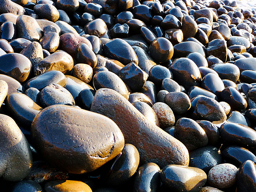 The beautiful pebbles at the beach of Hohlaki on Nisyros in Greece.