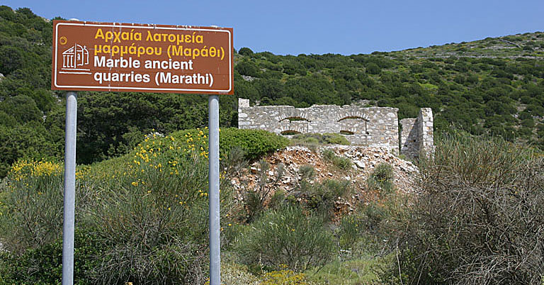 The Marble Quarries in Marathi. Paros.