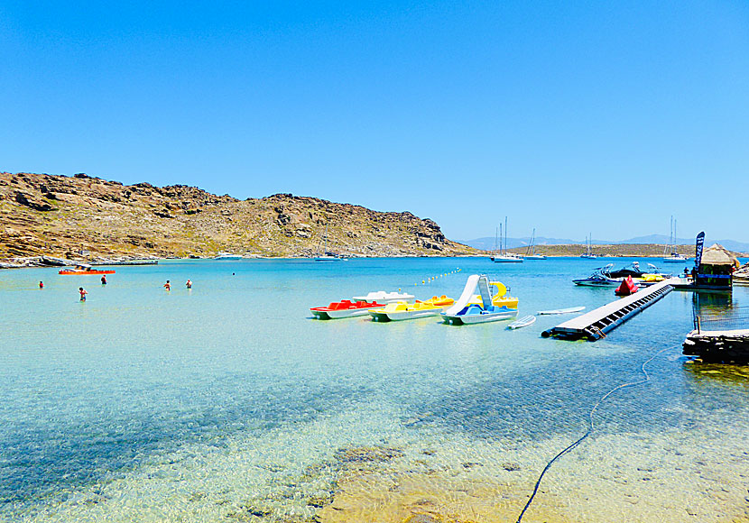 Monastiri beach in Paros beach is shallow and ideal for families with small children.