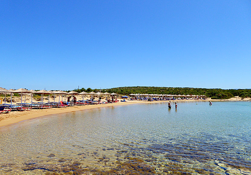 The child-friendly sandy beach of Santa Maria on Paros in the Cyclades.